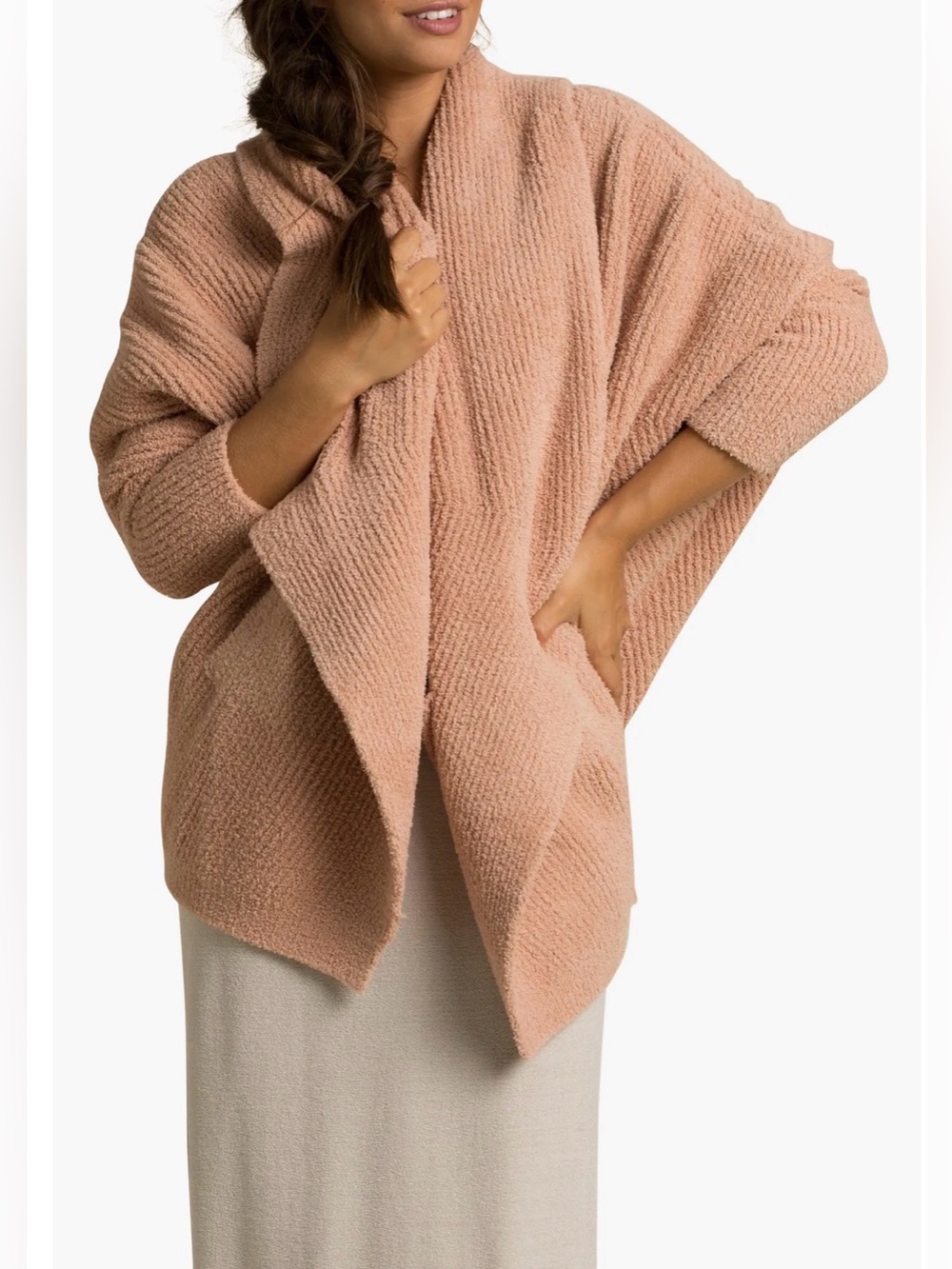 Barefoot Dreams CozyChic Chevron Rib Cardigan, like new ($168)!